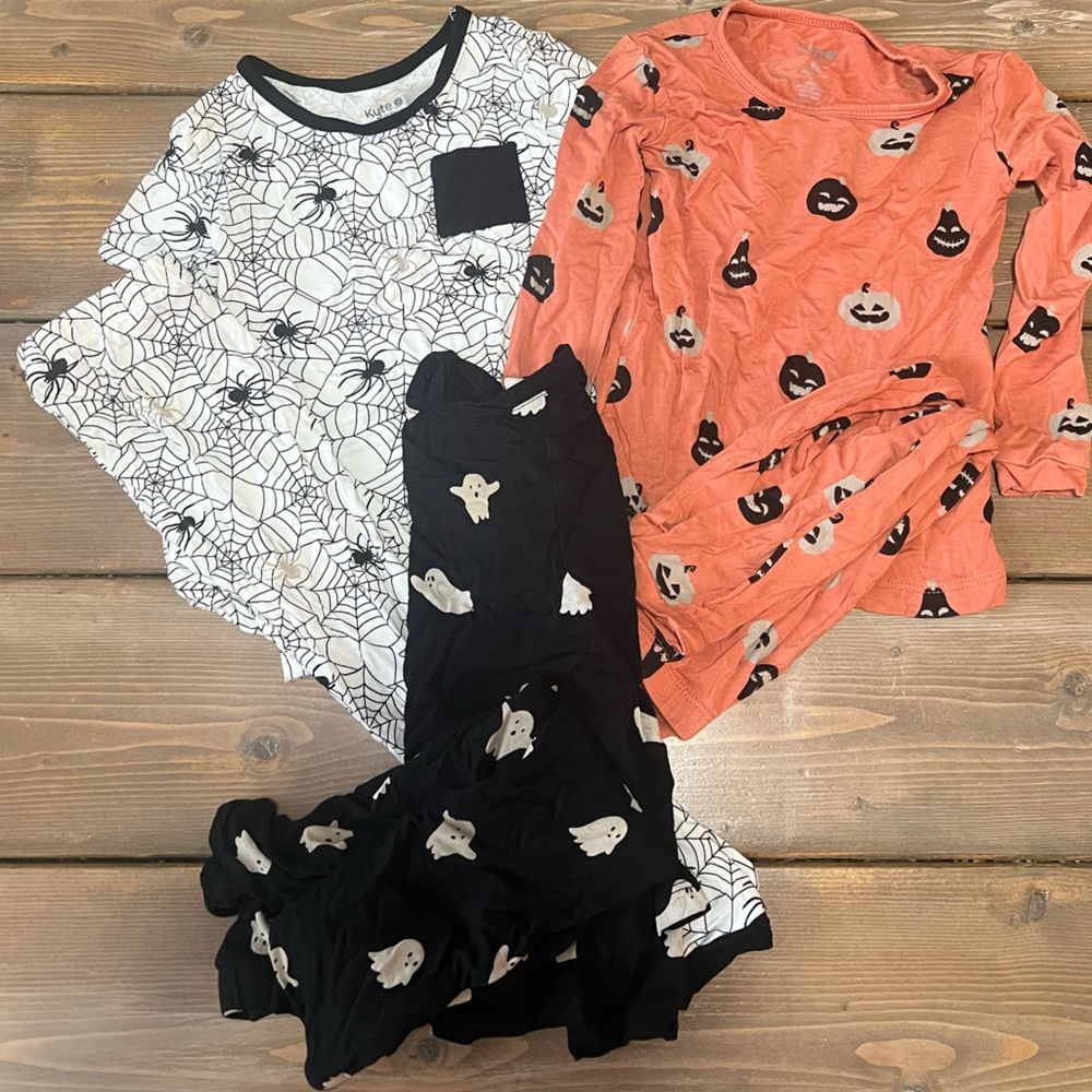 Kyte BABY Kids Matching Halloween Pajama Set - White, Black, Orange